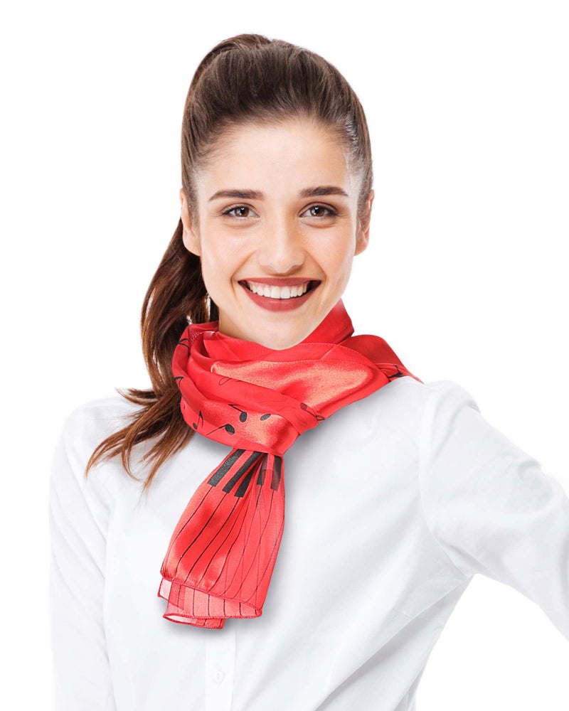 CBC Crown Women's Fashion Music Note Scarf (Various Patterns, Colors) (1529-RED) - Image 4